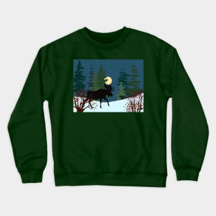 The Moose, the Bear and the Moon Crewneck Sweatshirt